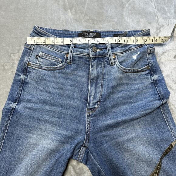 Judy Blue High Rise Straight Jeans Distressed Light Wash Women’s 5/27 JB88785 MD - Picture 7 of 13